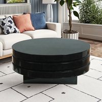 Table basse moderne noire MDF ronde brillante pivotante pliable minimaliste multifonctionnelle pour meubles de maison