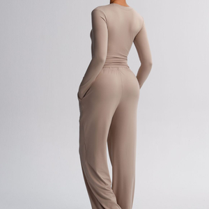 Conjunto deportivo de manga larga con cintura alta y elástico, chándal ligero para correr - Product Image 2