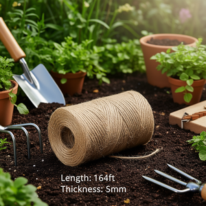 Spago di juta da 5 mm, lunghezza 164 piedi, resistente, per giardinaggio e decorazioni per la casa - Product Image 2