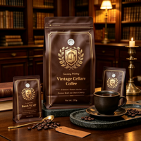 Sachet de café imprimé en héliogravure personnalisé, à fond plat, avec huit soudures latérales, valve de dégazage et fermeture éclair, pour sac de grains de café premium
