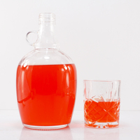 1500ml 1.5L 3L Big Beer Belly Grande Capacité Spiritueux Liqueur Vodka Whisky Vin Stockage Bouteilles En Verre Bocaux Avec Poignée Grip Oreille