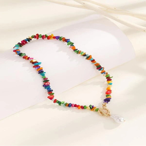 Collar de Perlas de Piedra Natural Irregular con Colgante de Turquesa en Forma de Gota de Agua, Joyería de Moda para Mujer, Origen Yiwu - Product Image 4