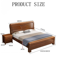 Meubles de chambre à coucher en bois massif de noyer Offre Spéciale Ensemble de lit double avec rangement multifonctionnel au design traditionnel