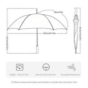 Parapluie droit automatique d'extérieur à couche unique, résistant à la pluie et au vent, avec cadre en fibre de verre et impression de logo personnalisée - Product Image 2