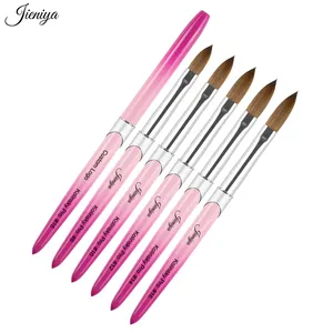 Easy To Clean Pink Metal Handle Acrylic Nail Brush - Size #8-#24 100% Kolinsky Nail Brushes For Acrylic Application