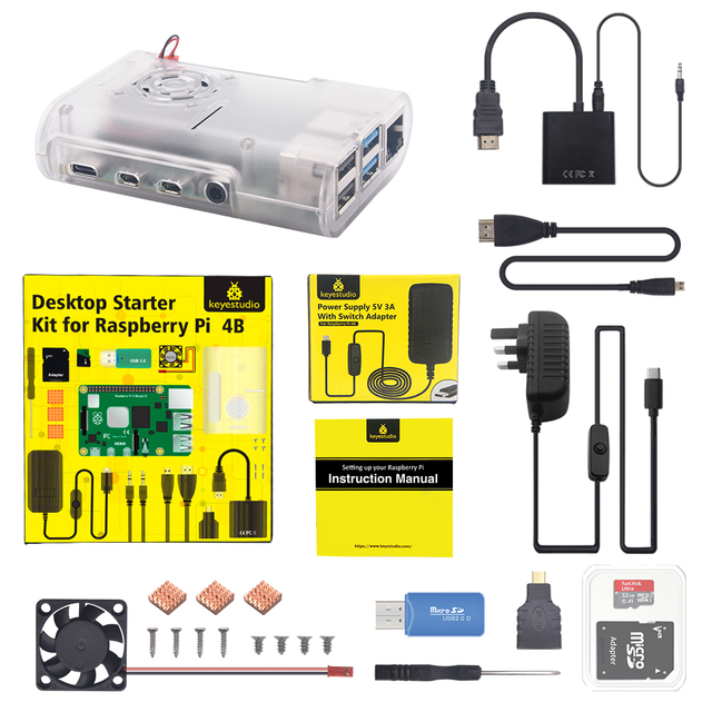 Fast Shipping Raspberry Pi 4B Complete Kits with UK Plug Power Supply (No Raspberry Pi Board)