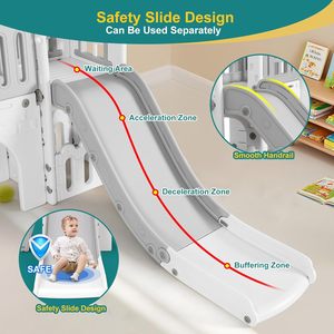Castillo Multifuncional para Niños al Aire Libre, Toboganes de Plástico para Patio de Juegos, Columpio para Niños, Columpio y Tobogán para Niños en Interiores - Product Image 4