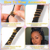 220 Pièces Kit DIY Dreadlocks Accessoires Cheveux Tresses Anneaux Perles Tubes Fleurs Blond Printemps