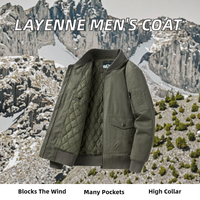 Veste personnalisée vintage d'automne-hiver pour hommes, pardessus coupe-vent 100% coton, col montant, fermeture éclair, veste mince multi-poches