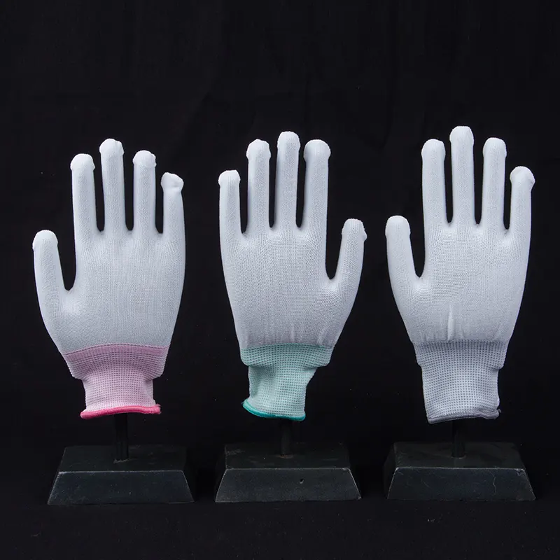 Hot Selling Lint Free Knitting Polyester Nylon Hand Core Assembly Pu Works Gloves