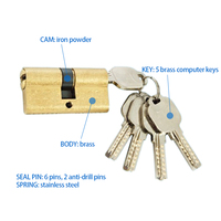 Cylindre de serrure de porte de sécurité avec 5 clés, norme ANSI Grade 1, finition chromée brillante, style européen, pour entrée de maison