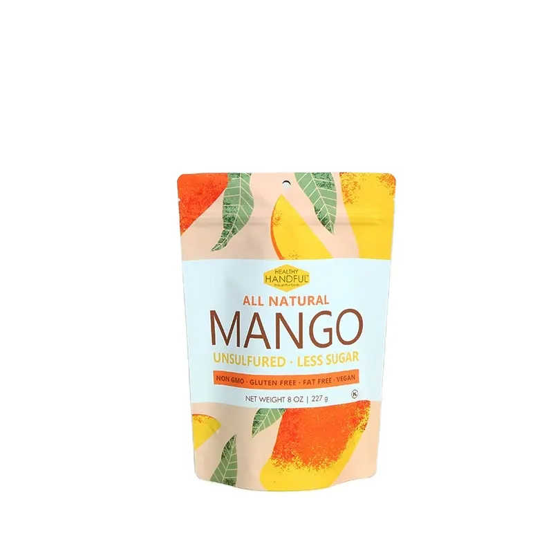 Vente en gros de papier d'aluminium mangue fruits secs anti-odeur ziplock sac d'emballage en mylar pour aliments surgelés