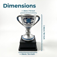 Trofeo de Resina Personalizado con Doble Asa Plateada y Logotipo para Competiciones Deportivas o Regalos Corporativos