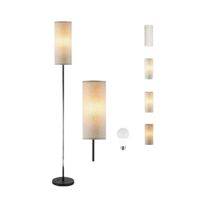 Modern Minimalist <strong>Tall</strong> LED Floor <strong>Lamp</strong> with Beige Shade Iron Body Chain Switch Compatible with E26/E27 Bases for <strong>Living</strong> <strong>Room</strong> - Product Image 1