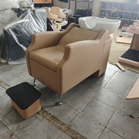 Fauteuil de lavage moderne de haute qualité pour salon de coiffure, couleur personnalisable avec cuvette en céramique, lit de lavage pour barbier