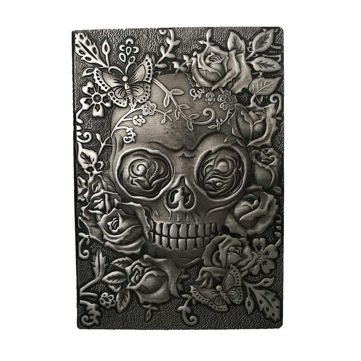 Antique Handmade Leather 3D Embossed Skull A5 Lined Journal Writing ...