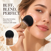 Pinceau de maquillage pour le visage en bois de noyer avec poils en fibres pour l'application du maquillage facial