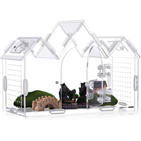 Enclos en acrylique pour araignée sauteuse, habitat pour insectes de style château, boîte avec porte magnétique, boîte transparente pour reptiles