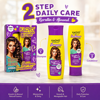 Champú y Acondicionador de Queratina KAOYO con Esencia de Almendra, Set para el Cuidado del Cabello con Brillo y Antiencrespamiento para Cabello Seco y Dañado