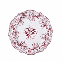Assiette de service en porcelaine de Chine à bord festonné, motif floral français, imprimée sous glaçure, pour mariage et réceptions