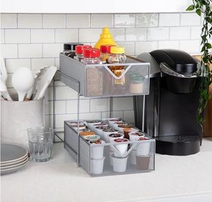 Meilleures ventes, prix les plus bas : Organiseur sous l'évier à 2 niveaux avec paniers et tiroirs coulissants en maille - Product Image 6