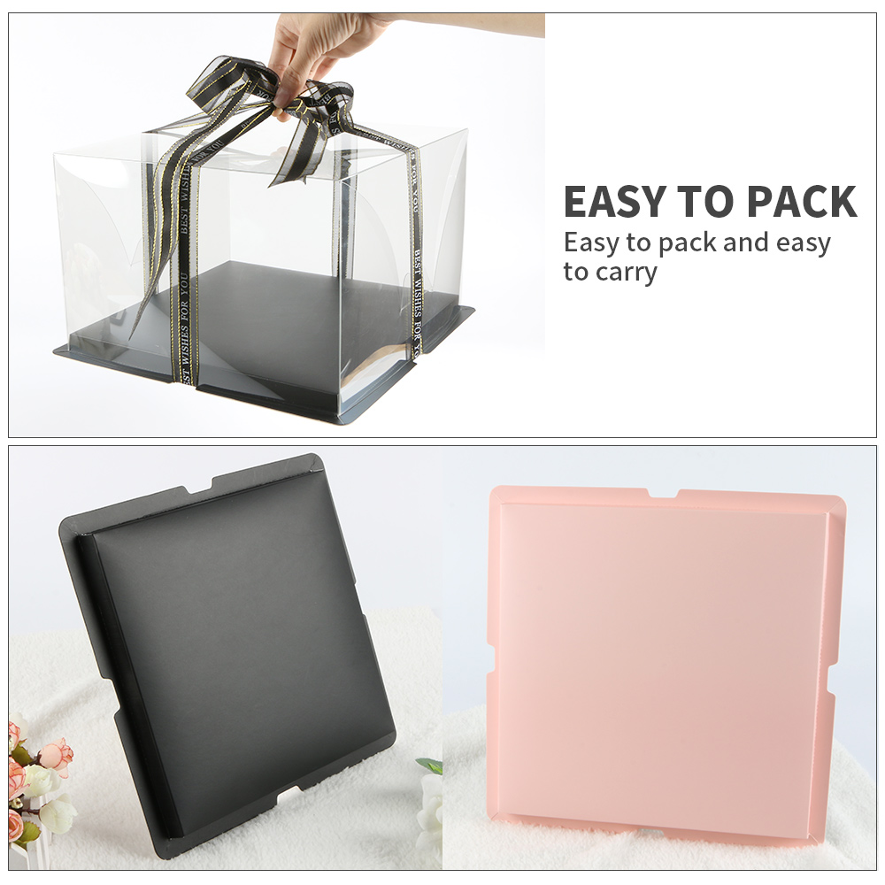 Luxury Custom Clear Square Transparent Cake Box PET Birthday Party Gift Box
