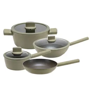 Juego de sartenes de inducción a gas con logotipo personalizado del fabricante, juego de ollas de cocina de aluminio forjado, utensilios de cocina antiadherentes - Product Image 1