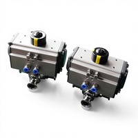 Vanne à boisseau sphérique sanitaire pneumatique en acier inoxydable à 3 voies avec raccord Tri-Clamp DN38 OEM pour applications alimentaires et de boissons