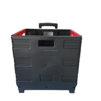 Chariot de camping pliable d'extérieur, chariot à roulettes robuste en plastique de 77 lb avec poignée carrée pour les courses et les voyages