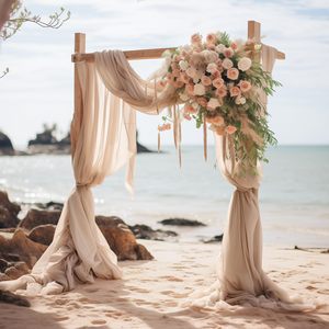 Q7 Chiffon Hochzeitsbogen-Drapierung Champagner Outdoor Kirchenzeremonie Hintergrund Geburtstagsdekoration Rosen-Party Stoffdrapierung - Product Image 1