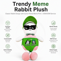 Peluche personnalisée Lapin Meme avec lunettes de soleil, jouet en peluche drôle, animaux en peluche OEM, peluche douce imprimée avec émojis pour cadeaux CE EN71
