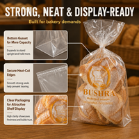 Sac d'emballage plat en LDPE transparent de qualité alimentaire imprimé sur mesure, résistant aux déchirures, pour pain, pochette de conservation en plastique pour boulangerie