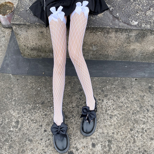 Vente en gros <span class=keywords><strong>de</strong></span> chaussettes sexy à motif solide JK en résille <span class=keywords><strong>pour</strong></span> cuisse, jarretière fine en dentelle avec nœud papillon, longueur au genou, <span class=keywords><strong>bas</strong></span> <span class=keywords><strong>de</strong></span> fille Lolita, compression - Product Image 3