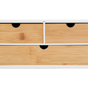 Organisateurs et rangement de bureau en bambou blanc avec tiroir, organisateur de bureau - Product Image 4