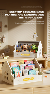 Meuble de rangement moderne en plastique multi-compartiments pour documents et livres, support de bureau décoratif pour enfants - Product Image 2