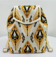 Sac à dos portable en polyester tricoté grande capacité, double usage, avec fermeture à rabat, style ethnique Xinjiang, unisexe, pour les voyages en extérieur