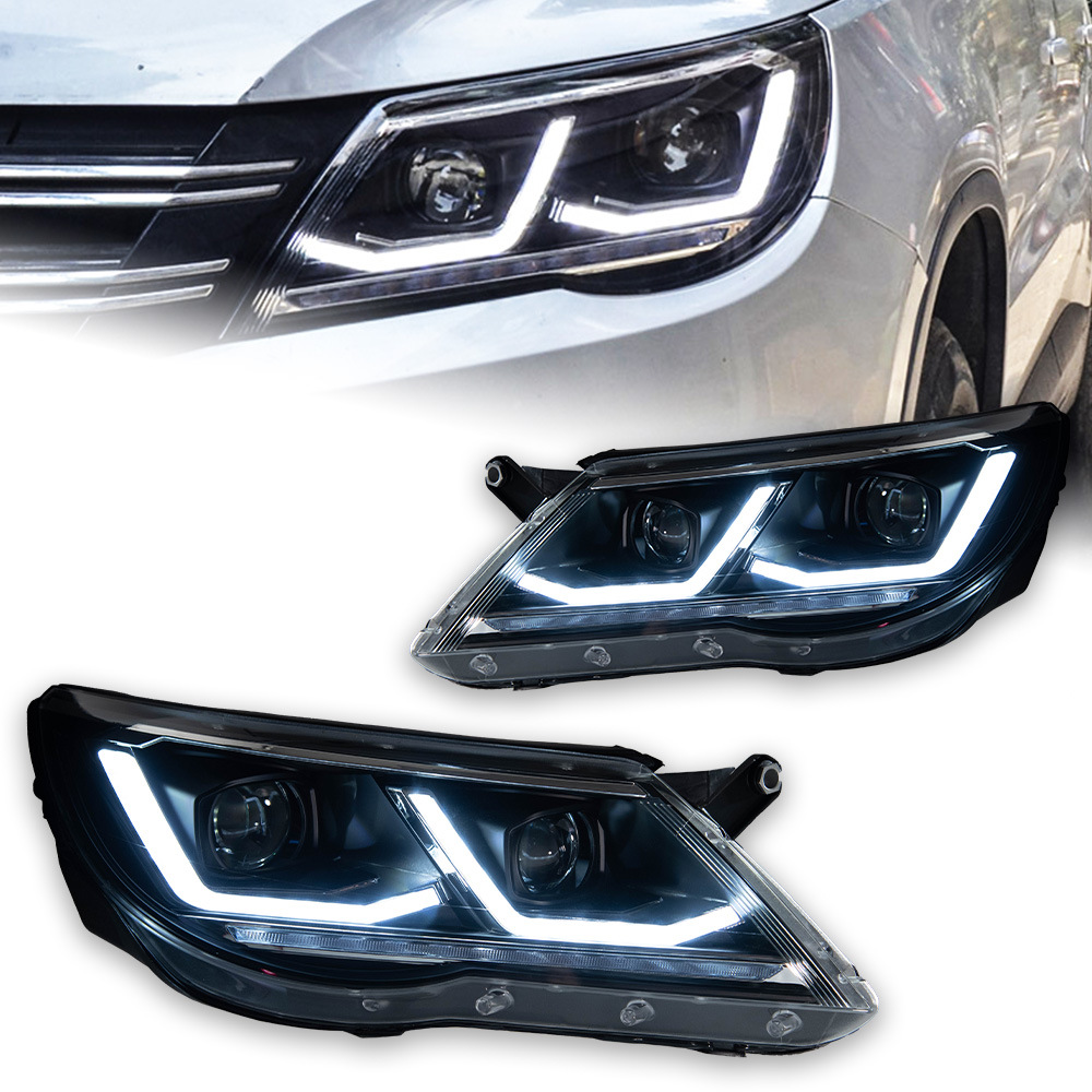LED Headlight Assembly for VW Tiguan 2007–2012, 1st Gen Facelift Upgrade with LED DRL, Front Replacement Headlights Pair