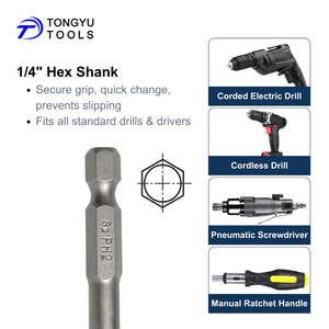 10 Buah Set Mata Obeng PH2, Shank Hex 1/4 inci 50mm (2 inci) Magnetik Baja S2 dengan Kotak untuk Obeng Impak & Bor - Product Image 5
