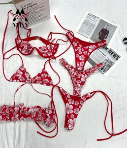 Custom High Quality Recycled Swimwear Stretch <strong>Micro</strong> Halter <strong>Bikini</strong> With Accessories Bandeau Two Piece Triangle <strong>Thong</strong> Swimsuit - Product Image 6