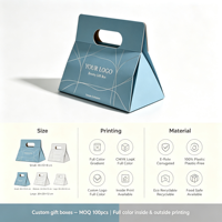 Boîte en carton ondulé couleur unie avec poignée portable, imprimée en dégradé, pour collection d'échantillons de cosmétiques et de produits de beauté