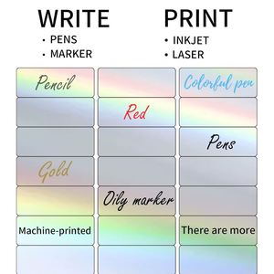 Holographic Rectangular PET Sticker Labels UV Printable Silver Rainbow Effect 30 Per Sheet Packaging Label - Product Image 5