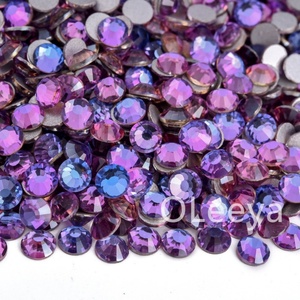 OLeeya Strass en verre à dos plat non thermocollant, couleurs violettes scintillantes, 12 à 16 facettes, pour accessoires vestimentaires, meilleures ventes - Product Image 3