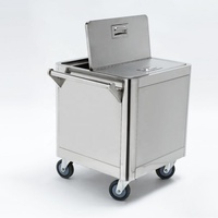Chariot de stockage carré mobile en acier inoxydable grande capacité pour farine et ingrédients, avec roulettes, pour usine alimentaire