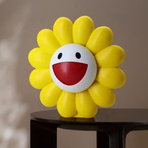 Vase de table en résine moderne écologique fait à la main mignon tournesol souriant - Product Image 3
