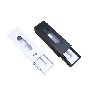 Small long rectangular cardboard drawer slide box packaging with PVC window