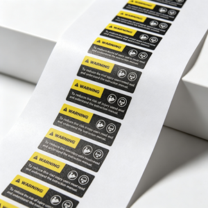 Custom-<b>printed</b> waterproof self-adhesive vinyl signs; polyester-based certified electrical stickers; approved industrial labels - Product Image 1
