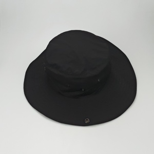 Cappelli a secchiello personalizzati stile moda stile a tesa larga cappelli a secchiello neri-con etichette intrecciate levette regolabili e occhielli in metallo - Product Image 4
