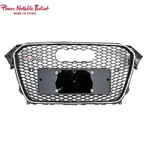 For Audi RS4 Style Front Sport Hex Mesh Honeycomb Hood Grill Chrome Black For Audi A4/S4 B8.5 2013 2014 2015 2016