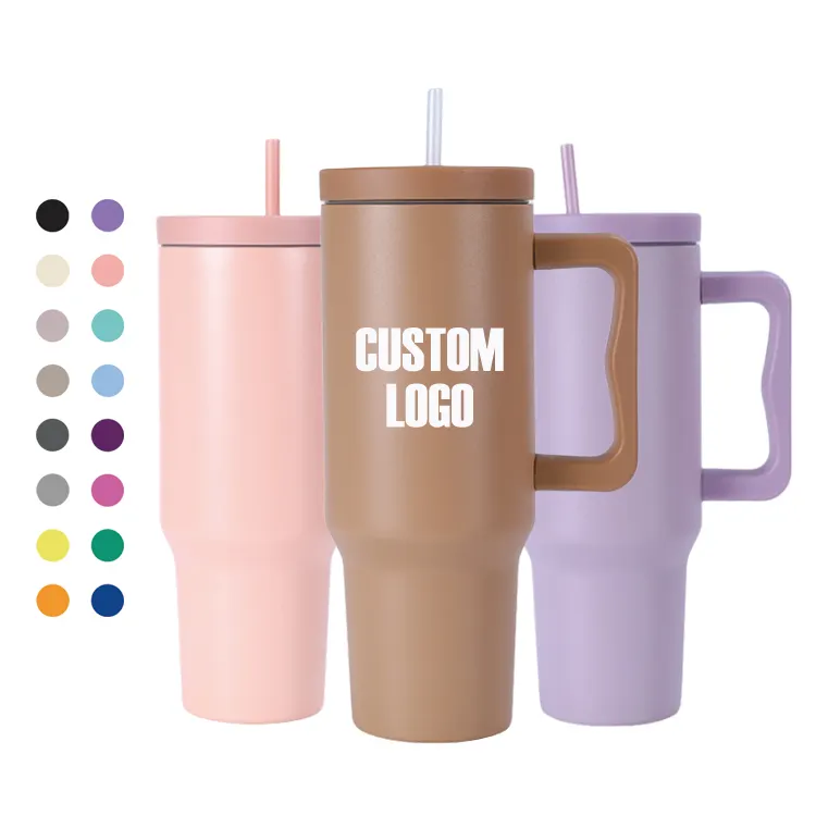 Hot Selling 2024 Lekvrij Reiskoffiemok Rvs Tumbler Custom Logo 40Oz Eenvoudige Moderne Beker Met Handvat