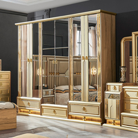 Ensemble de chambre à coucher de luxe de style populaire de Dubaï avec lit king-size ou queen-size, armoire à tiroirs et coiffeuse